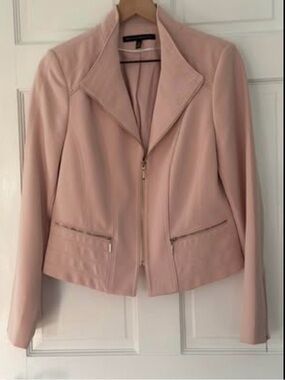 White House Black Market Blush Pink Zip-Front Blazer